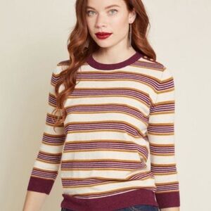 Modcloth Charter School Stripe Button Shoulder Sweater Size 3X